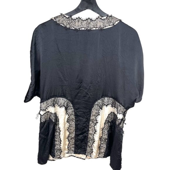 BCBGMAXAZRIA Silk Romantic Lace front blouse Y2K sz L - Picture 3 of 10